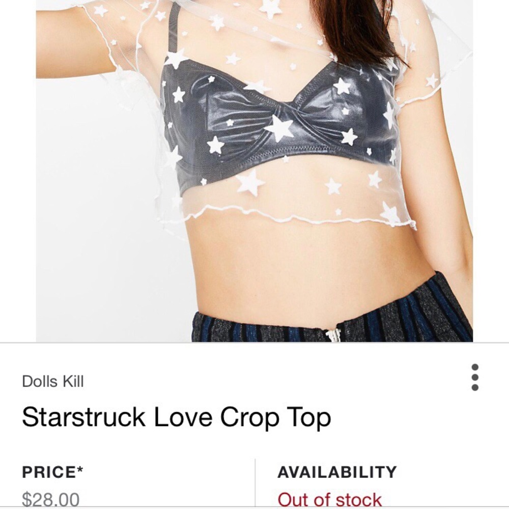 sheer crop top with white soft velvet stars 😍 - Picture 2 of 3